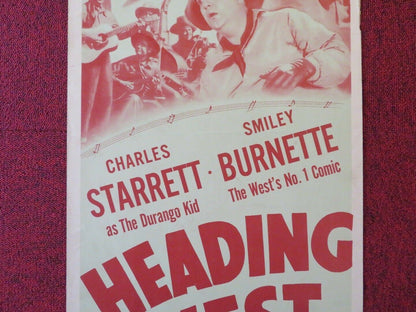 HEADING WEST US INSERT (14"x 36") POSTER CHARLES STARRETT DORIS HOUCK 1946 - Rendezvous Cinema
