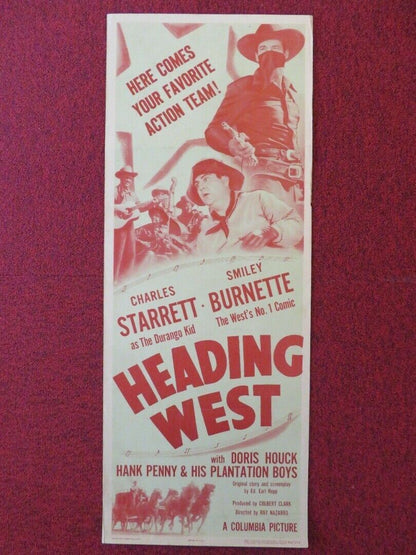 HEADING WEST US INSERT (14"x 36") POSTER CHARLES STARRETT DORIS HOUCK 1946 - Rendezvous Cinema