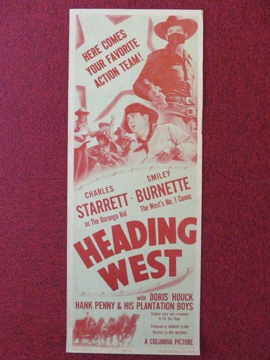 HEADING WEST US INSERT (14"x 36") POSTER CHARLES STARRETT DORIS HOUCK 1946 - Rendezvous Cinema