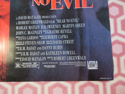 HEAR NO EVIL US ONE SHEET ROLLED POSTER MARLEE MATLIN MARTIN SHEEN 1993 Movie posters