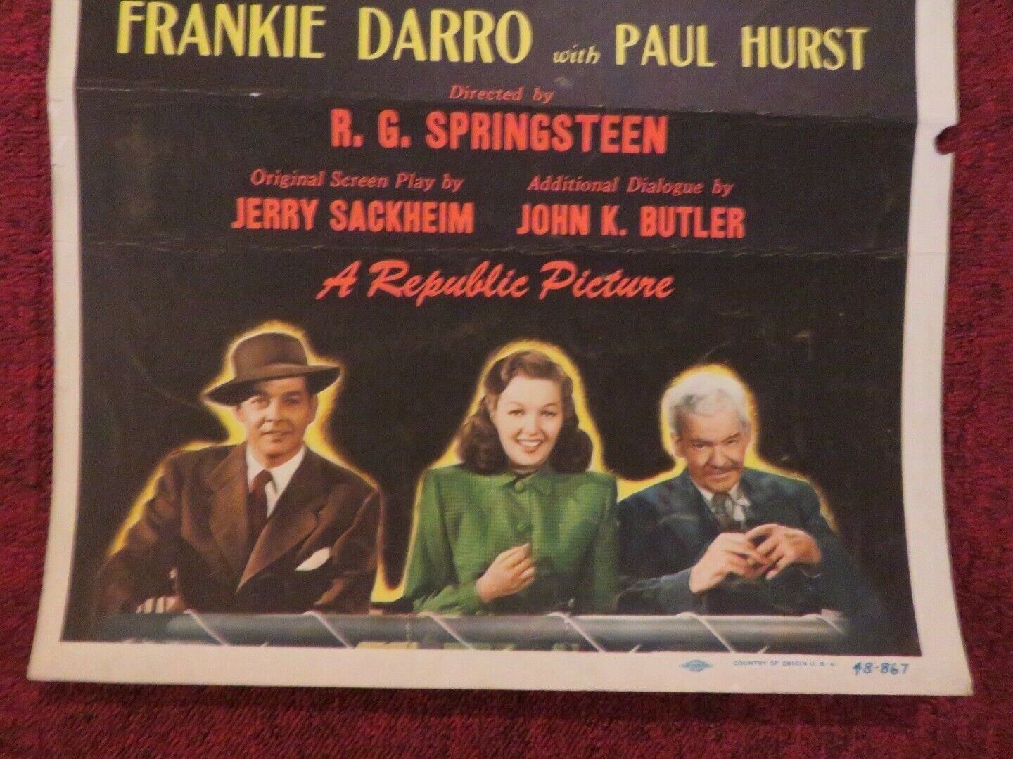 HEART OF VIRGINIA US INSERT (14"x 36") POSTER JANET MARTIN ROBERT LOWERY 1948 Movie posters