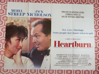 HEARTBURN BRITISH ORIGINAL QUAD POSTER NICHOLSON STREEP NICHOLS 1986 - Rendezvous Cinema