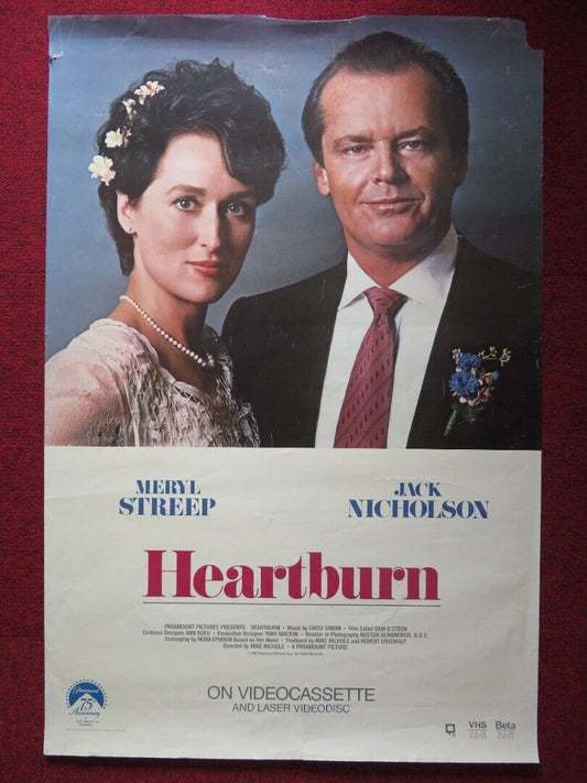 HEARTBURN U.S ROLLED POSTER VHS JACK NICHOLSON MERYL STREEP 1986 Rendezvous Cinema Movie posters
