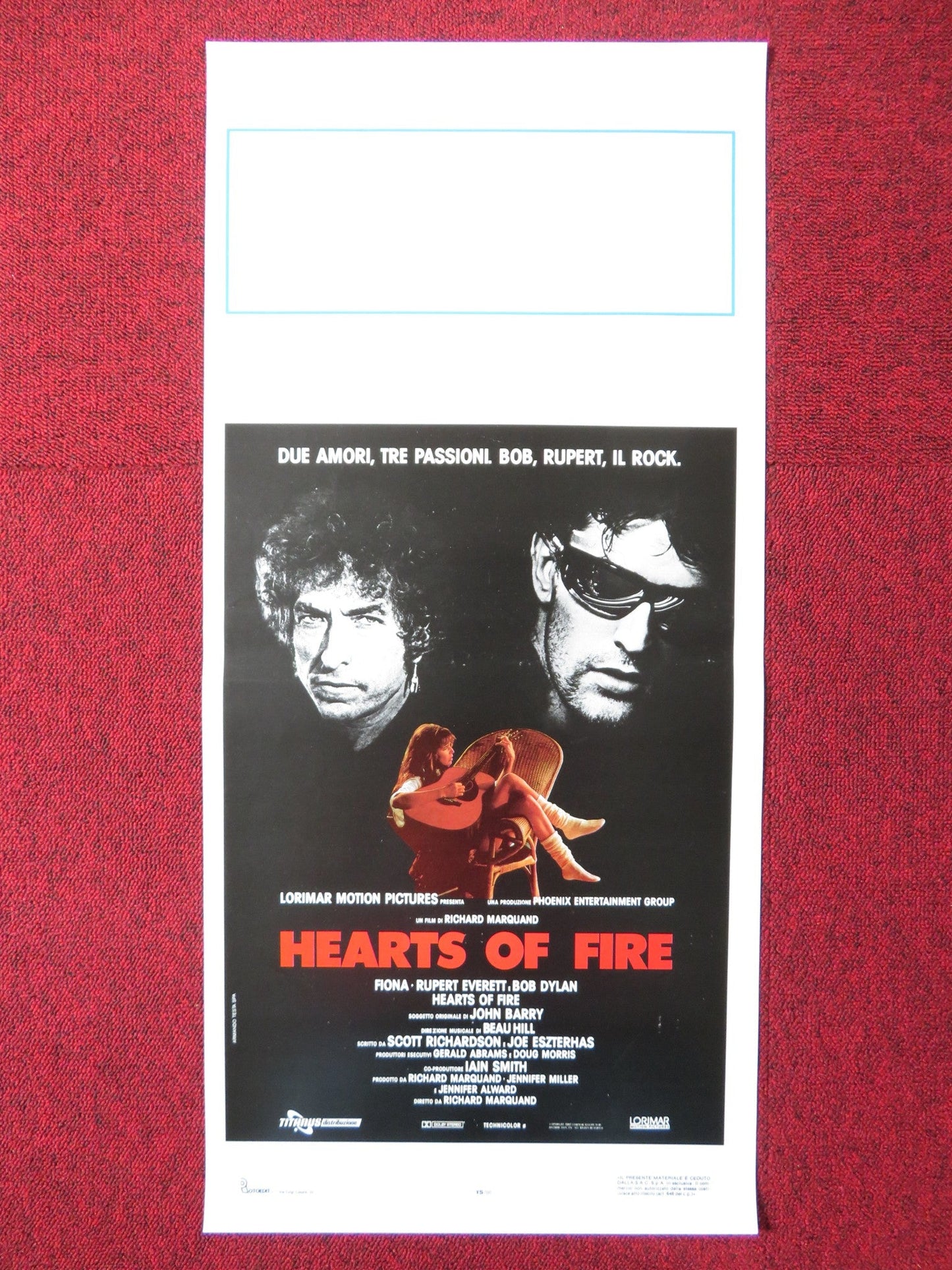 HEARTS OF FIRE ITALIAN LOCANDINA POSTER BOB DYLAN RUPERT EVERETT 1987 Rendezvous Cinema Movie posters