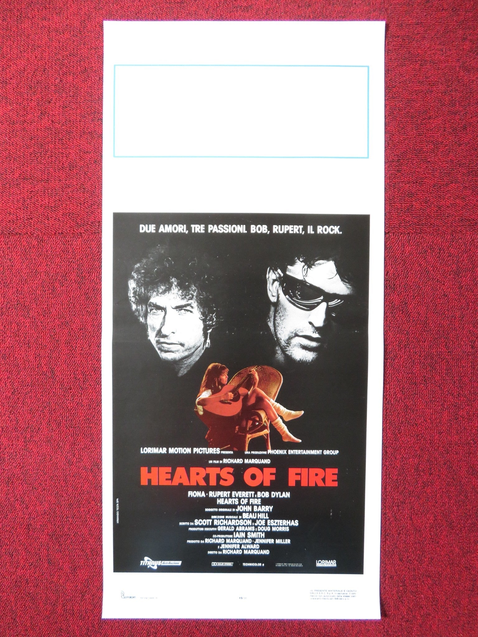 HEARTS OF FIRE ITALIAN LOCANDINA POSTER BOB DYLAN RUPERT EVERETT 1987 Rendezvous Cinema Movie posters