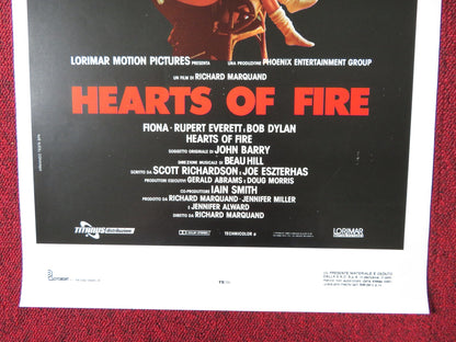HEARTS OF FIRE ITALIAN LOCANDINA POSTER BOB DYLAN RUPERT EVERETT 1987 Rendezvous Cinema Movie posters