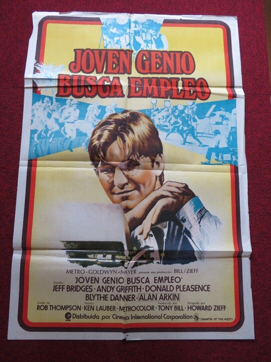 HEARTS OF THE WEST FOLDED ARGENTINA ONE SHEET POSTER JEFF BRIDGES ANDY GRIFFITH Movie posters