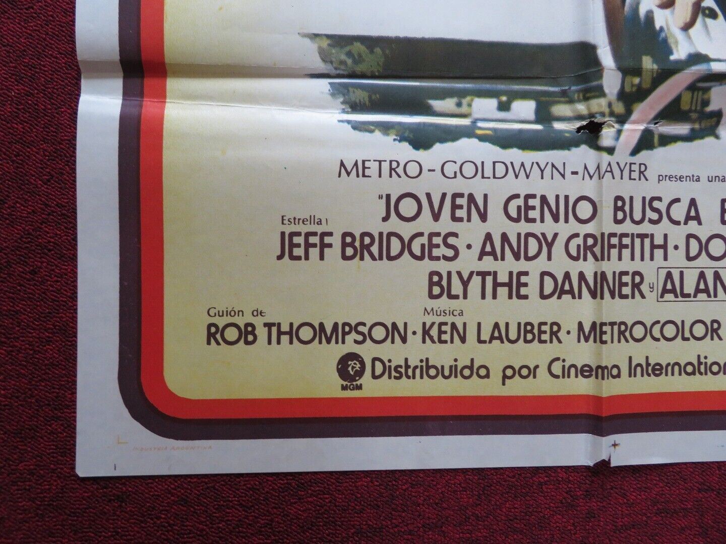 HEARTS OF THE WEST FOLDED ARGENTINA ONE SHEET POSTER JEFF BRIDGES ANDY GRIFFITH Movie posters