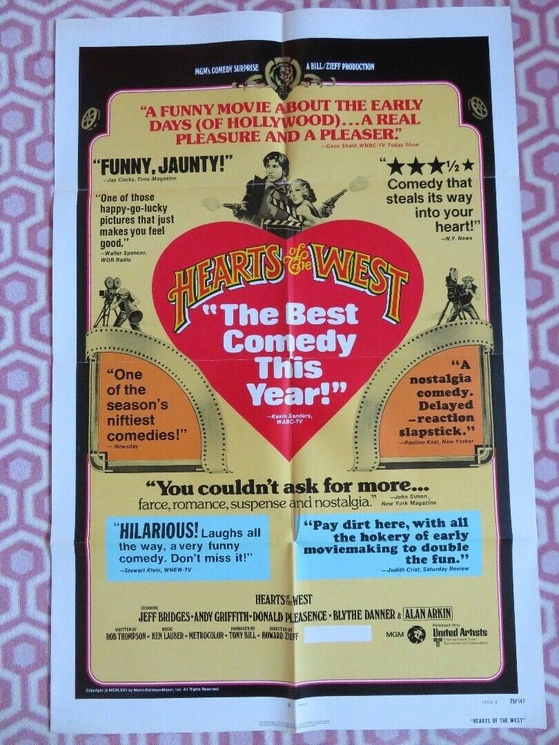 HEARTS OF THE WEST FOLDED US ONE SHEET POSTER JEFF BRIDGES ANDY GRIFFITH 1975 Movie posters