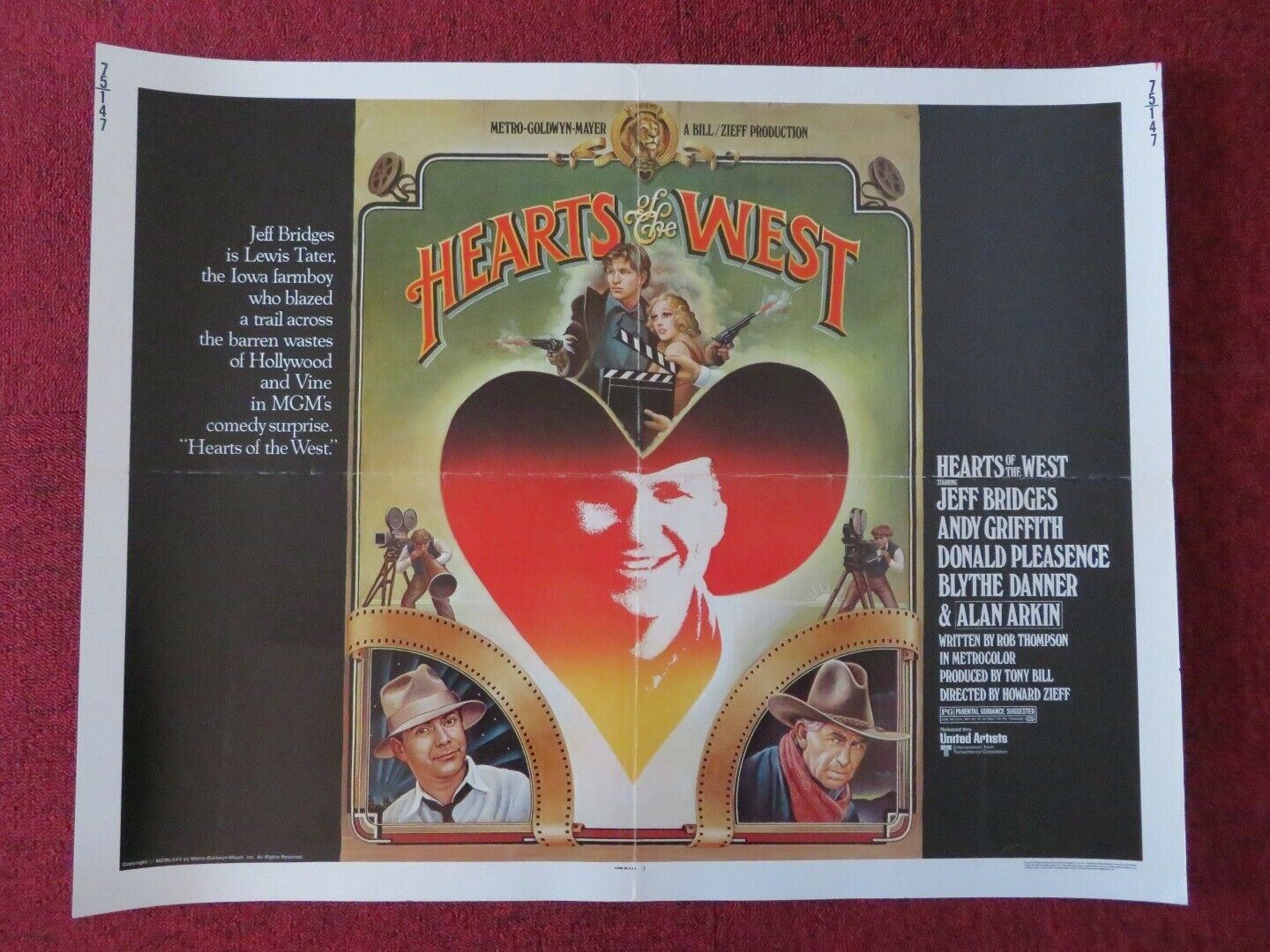 HEARTS OF THE WEST US HALF SHEET (22"x 28") POSTER JEFF BRIDGES 1975 Movie posters
