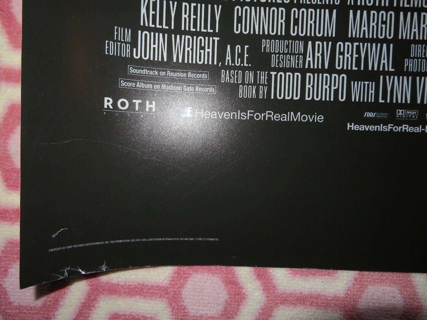 HEAVEN IS FOR REAL QUAD (30"x 40") ROLLED POSTER GREG KINNEAR KELLY REILLY 2014 Rendezvous Cinema Movie posters