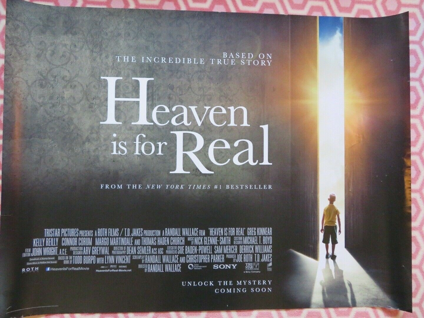 HEAVEN IS FOR REAL QUAD (30"x 40") ROLLED POSTER GREG KINNEAR KELLY REILLY 2014 Rendezvous Cinema Movie posters