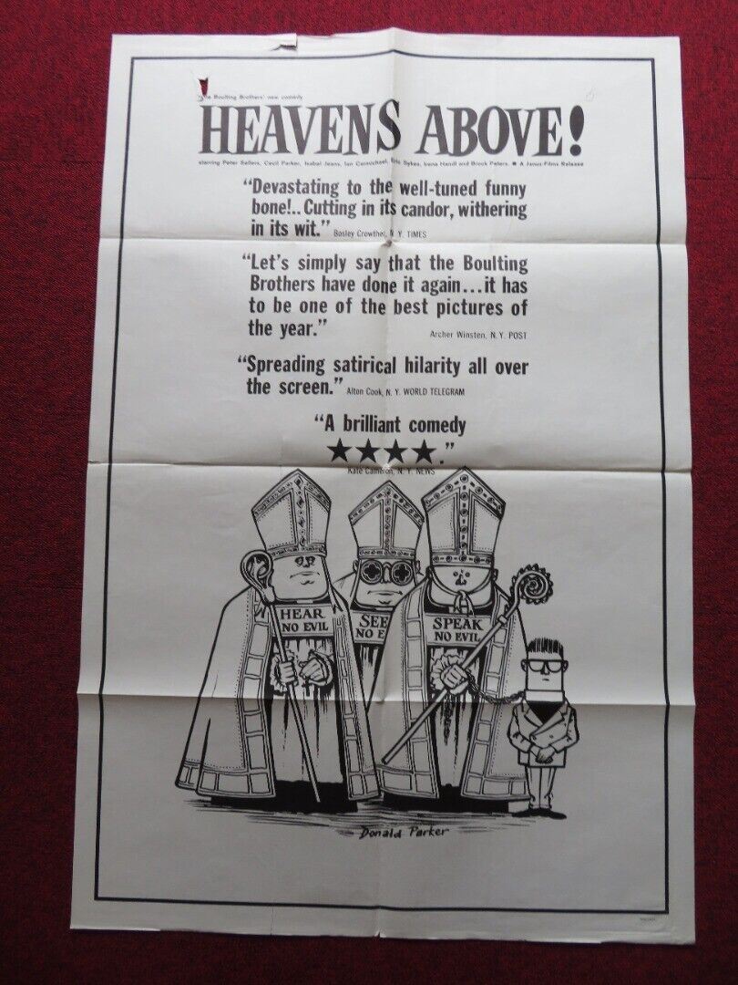 HEAVENS ABOVE FOLDED US ONE SHEET POSTER PETER SELLERS CECIL PARKER 1963 Movie posters