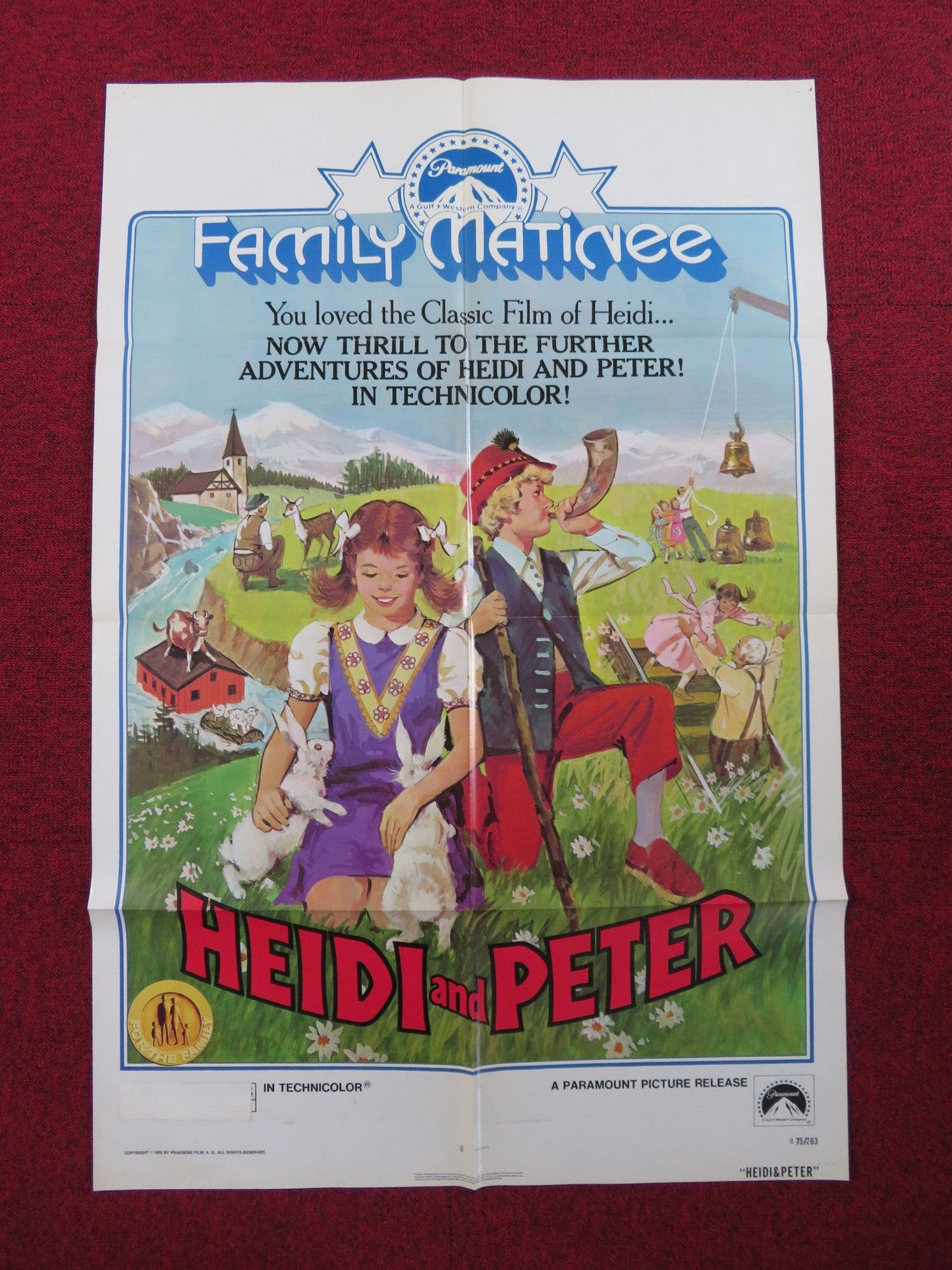 HEIDI & PETER FOLDED US ONE SHEET POSTER 1975 Rendezvous Cinema Movie posters