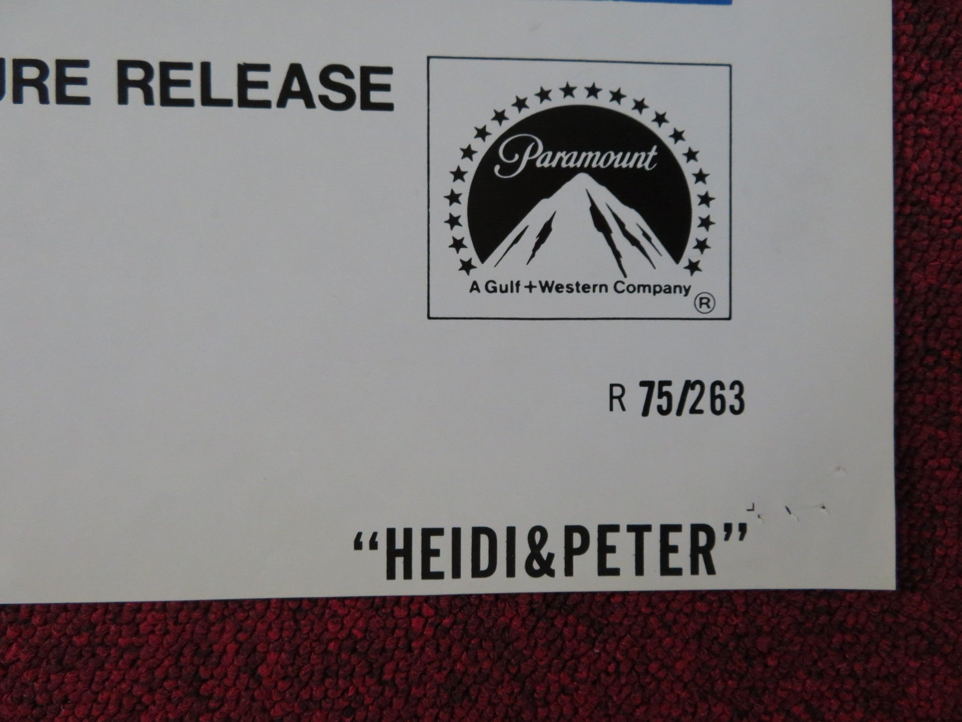 HEIDI & PETER FOLDED US ONE SHEET POSTER 1975 Rendezvous Cinema Movie posters