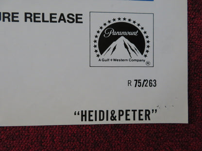 HEIDI & PETER FOLDED US ONE SHEET POSTER 1975 Rendezvous Cinema Movie posters
