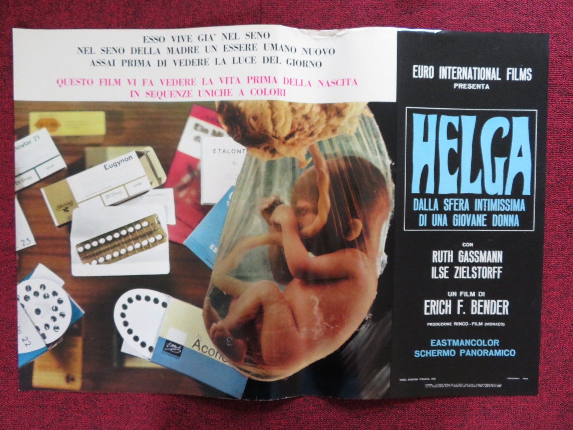 HELGA - A ITALIAN FOTOBUSTA POSTER RUTH GASSMAN ILSE ZIELSTORFF 1968 Rendezvous Cinema Movie posters