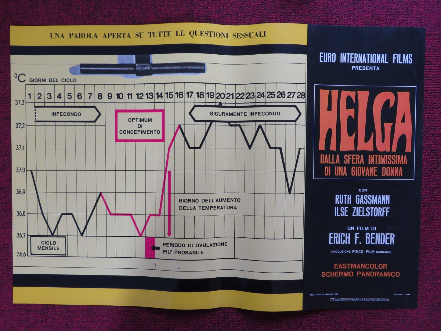 HELGA - C ITALIAN FOTOBUSTA POSTER RUTH GASSMAN ILSE ZIELSTORFF 1968 Rendezvous Cinema Movie posters