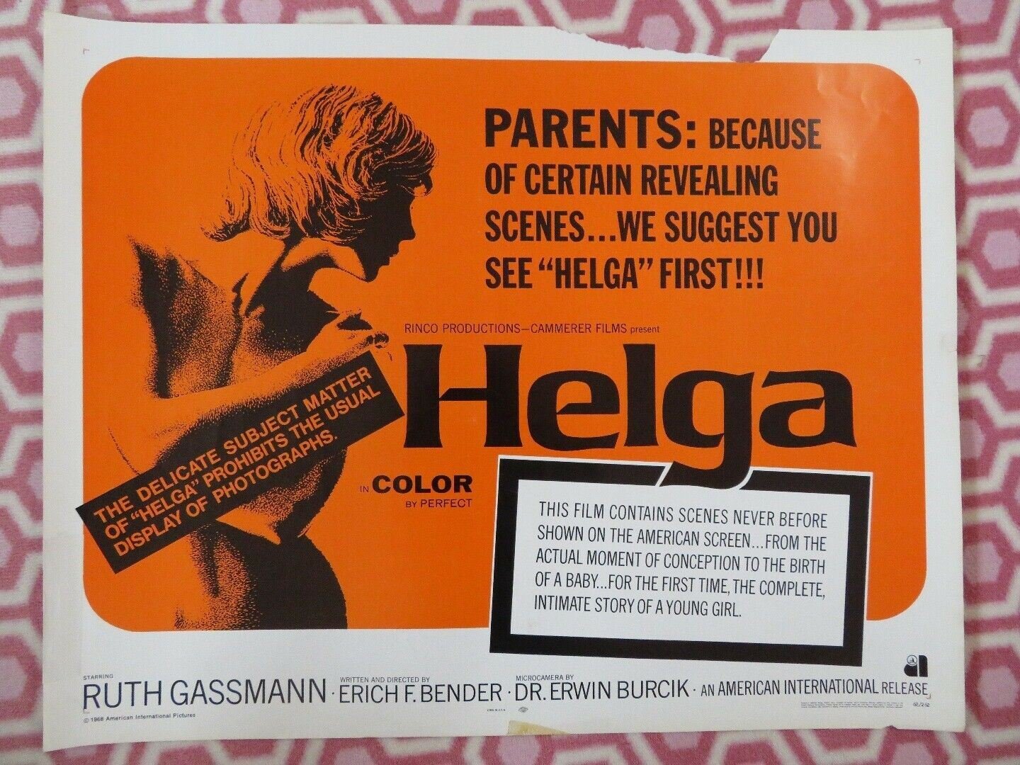 HELGA US HALF SHEET (22"x 28") POSTER RUTH GASSMANN 1967 - Rendezvous Cinema