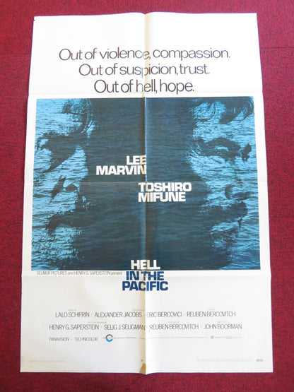 HELL IN THE PACIFIC FOLDED US ONE SHEET POSTER LEE MARVIN TOSHIRO MIFUNE 1969 Rendezvous Cinema Movie posters