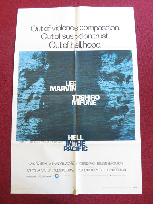 HELL IN THE PACIFIC FOLDED US ONE SHEET POSTER LEE MARVIN TOSHIRO MIFUNE 1969 Rendezvous Cinema Movie posters