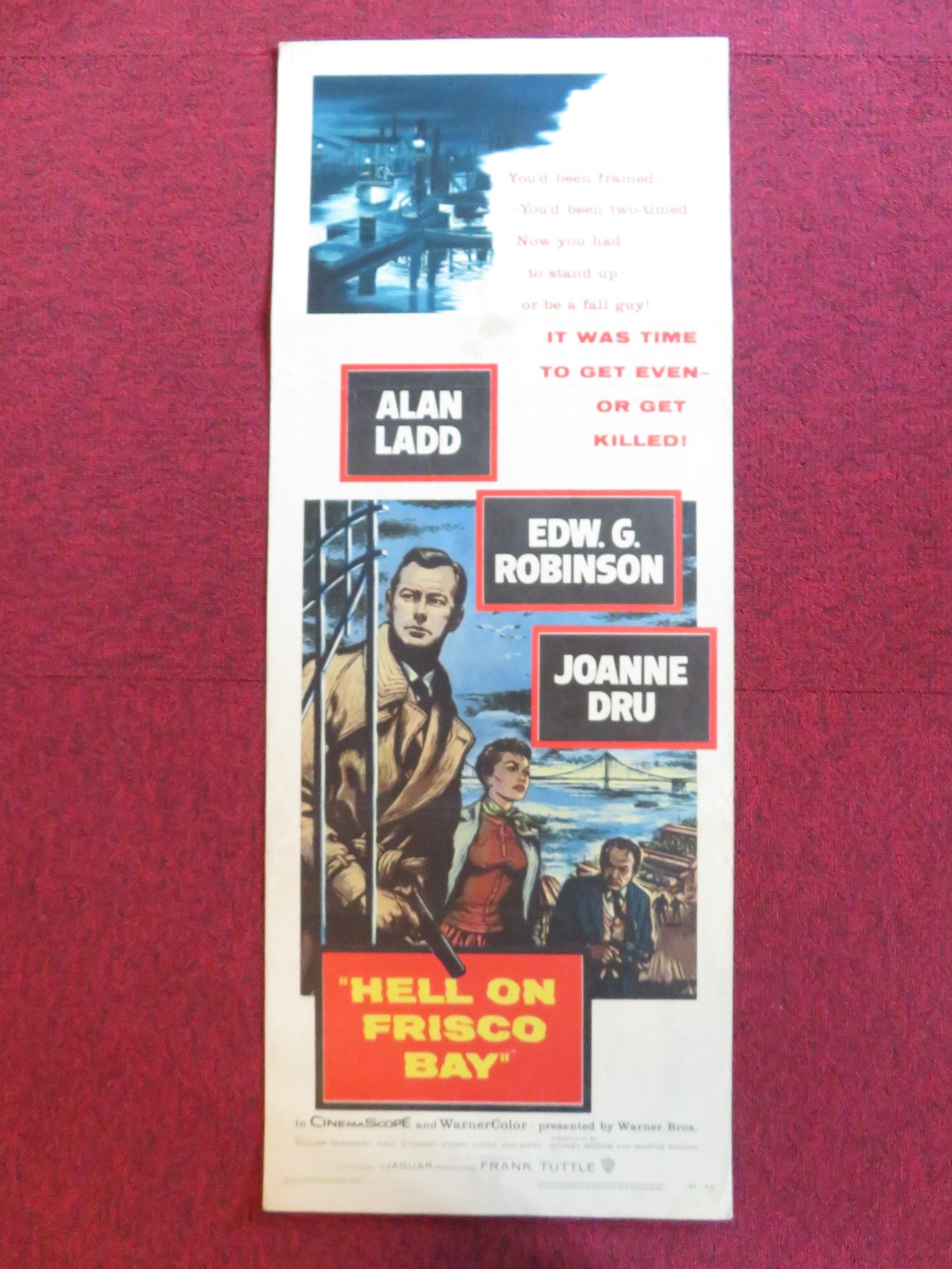 HELL ON FRISCO BAY US INSERT (14"x 36") POSTER ALAN LADD EDWARD G. ROBINSON 1956 Rendezvous Cinema Movie posters