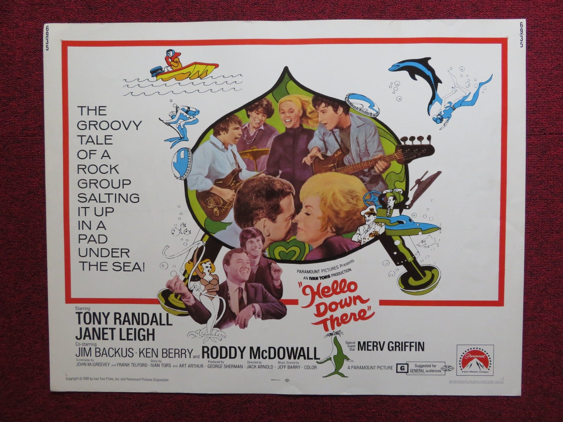 HELLO DOWN THERE US HALF SHEET (22"x 28") POSTER TONY RANDALL JANET LEIGH 1969 Rendezvous Cinema Movie posters
