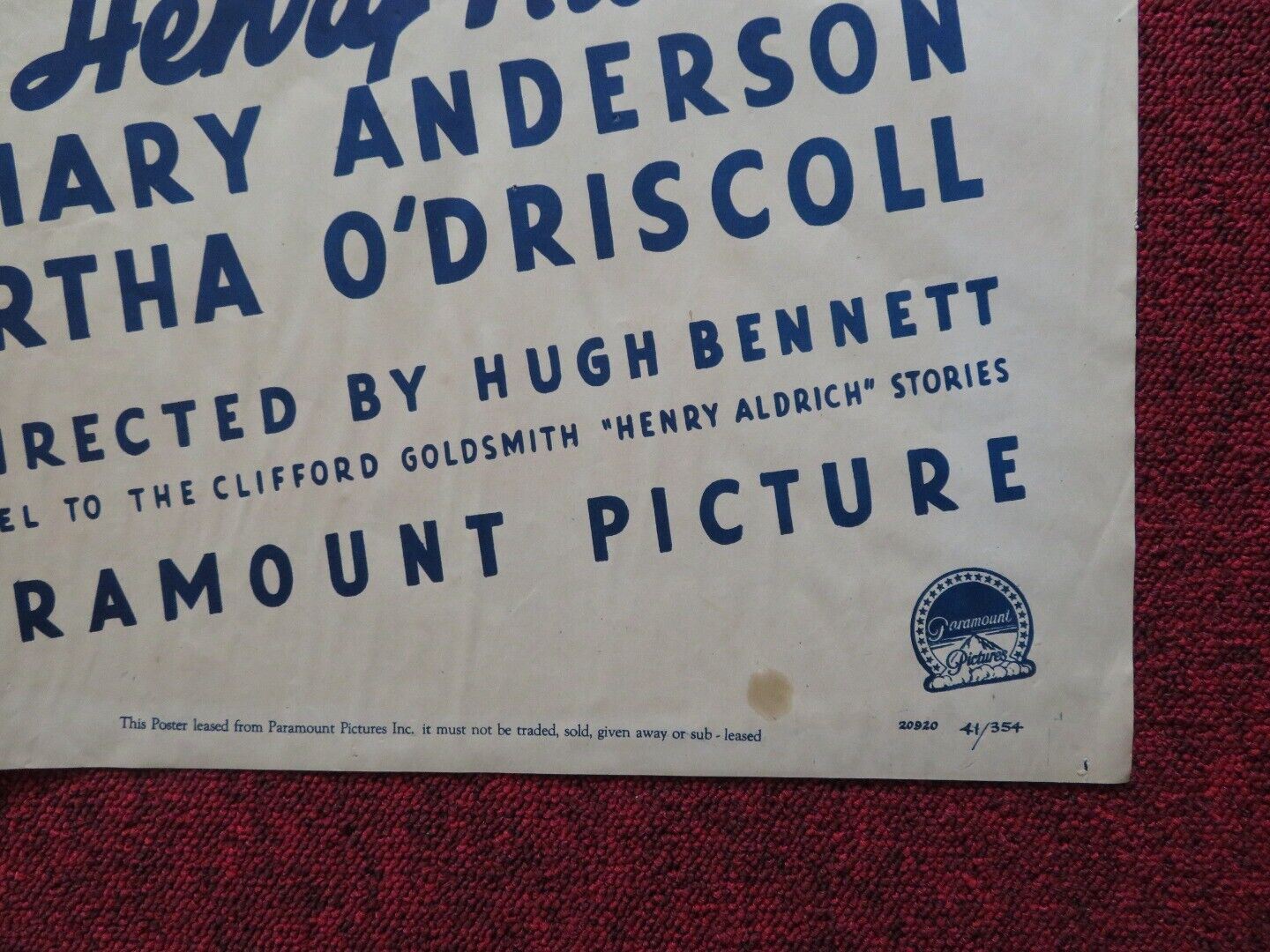 HENRY ALDRICH FOR PRESIDENT FOLDED US ONE SHEET POSTER JIMMY LYDON PREISSER 1941 Movie posters