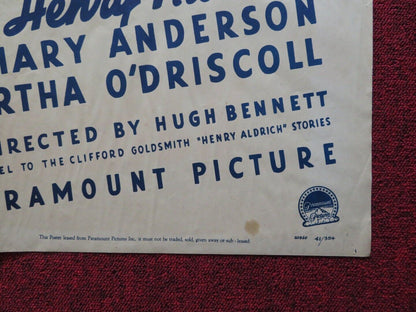 HENRY ALDRICH FOR PRESIDENT FOLDED US ONE SHEET POSTER JIMMY LYDON PREISSER 1941 Movie posters