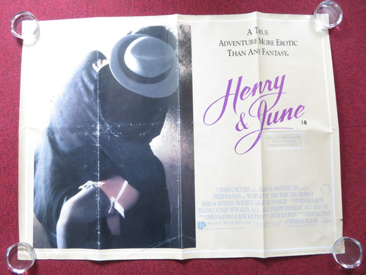 HENRY AND JUNE UK QUAD (30"x 40") ROLLED POSTER FRED WARD UMA THURMAN 1990 Rendezvous Cinema Movie posters