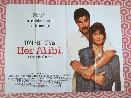 HER ALIBI COMEDY BRITISH ORIGINAL QUAD POSTER TOM SELLECK 1989 Movie posters