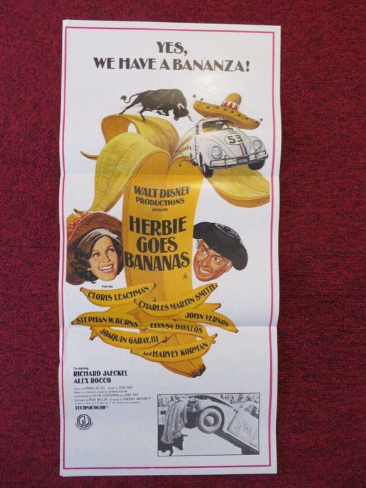 HERBIE GOES BANANAS FOLDED AUSTRALIAN DAYBILL POSTER Cloris Leachman 1980 Movie posters