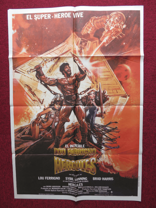 HERCULES FOLDED ARGENTINA ONE SHEET POSTER CANNON LOU FERRIGNO BRAD HARRIS 1983 Rendezvous Cinema Movie posters