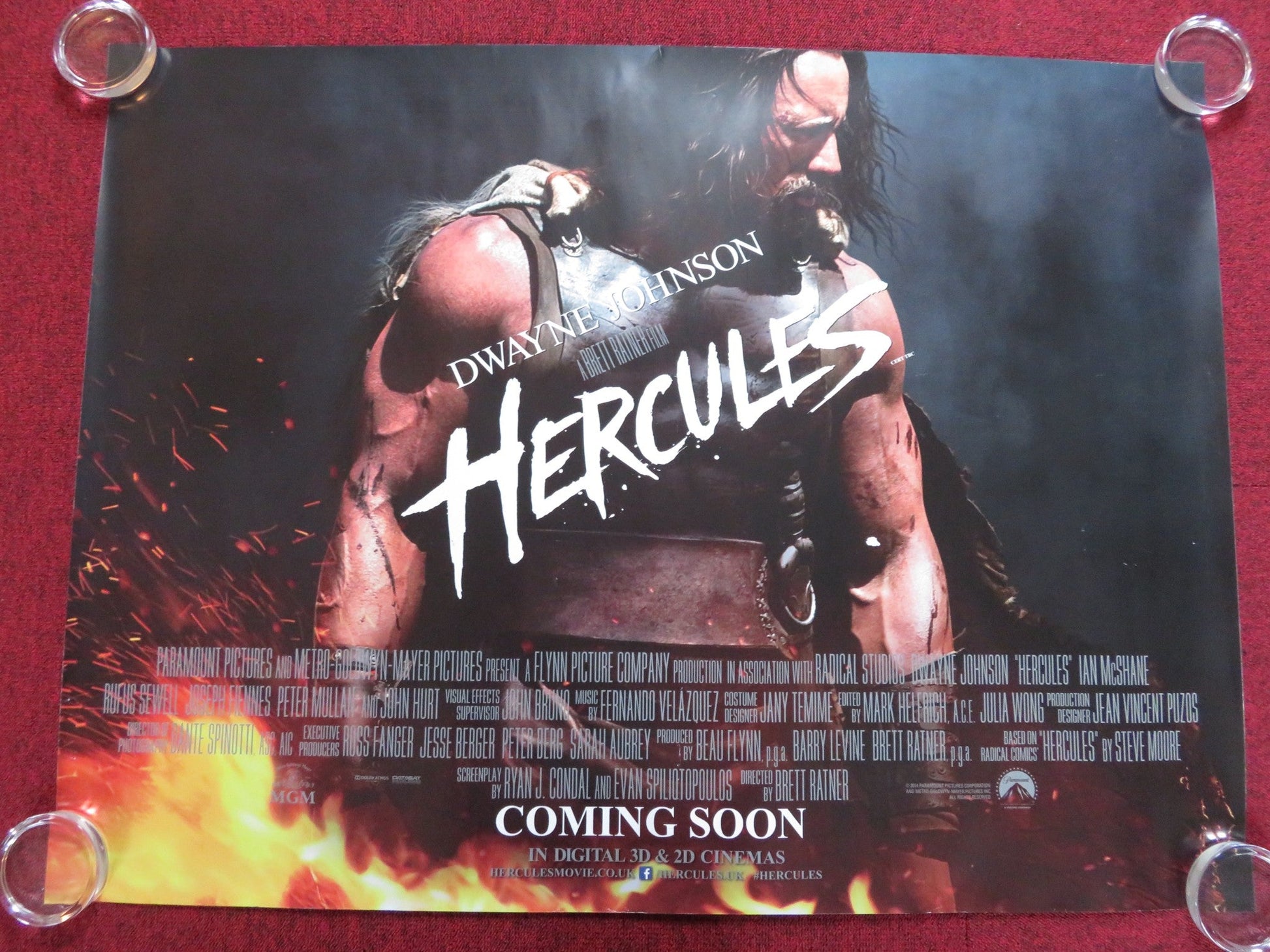 HERCULES UK QUAD (30"x 40") ROLLED POSTER DWAYNE JOHNSON IAN MCSHANE 2014 Rendezvous Cinema Movie posters