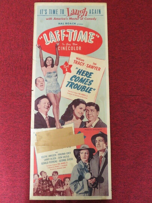 HERE COMES TROUBLE/ WHO KILLED DOC ROBIN US INSERT (14"x 36") POSTER 1948 Movie posters