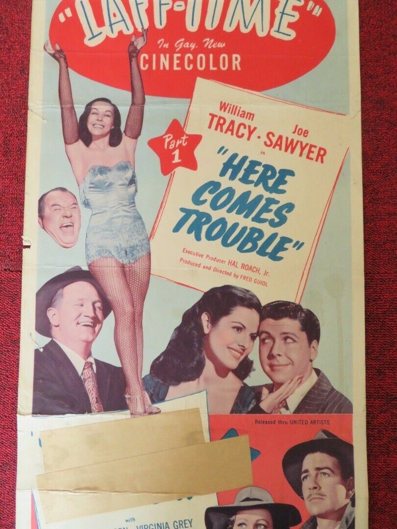 HERE COMES TROUBLE/ WHO KILLED DOC ROBIN US INSERT (14"x 36") POSTER 1948 Movie posters