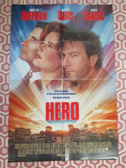 HERO FOLDED US ONE SHEET POSTER DUSTIN HOFFMAN GEENA DAVIS 1992 Movie posters