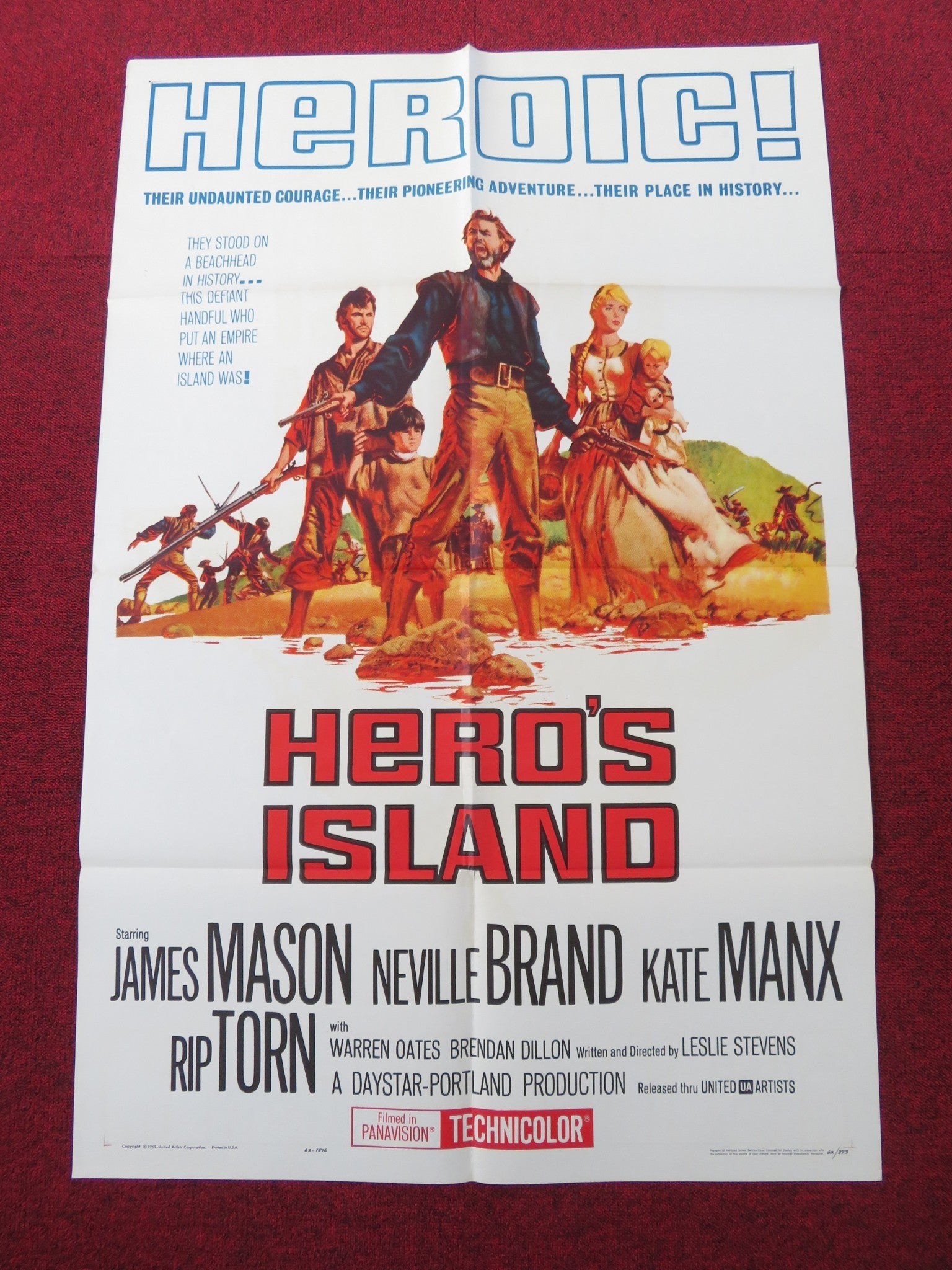 HERO'S ISLAND FOLDED US ONE SHEET POSTER JAMES MASON RIP TORN 1962 Rendezvous Cinema Movie posters