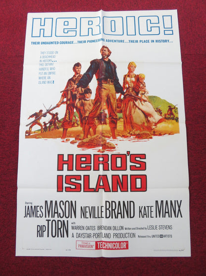 HERO'S ISLAND FOLDED US ONE SHEET POSTER JAMES MASON RIP TORN 1962 Rendezvous Cinema Movie posters