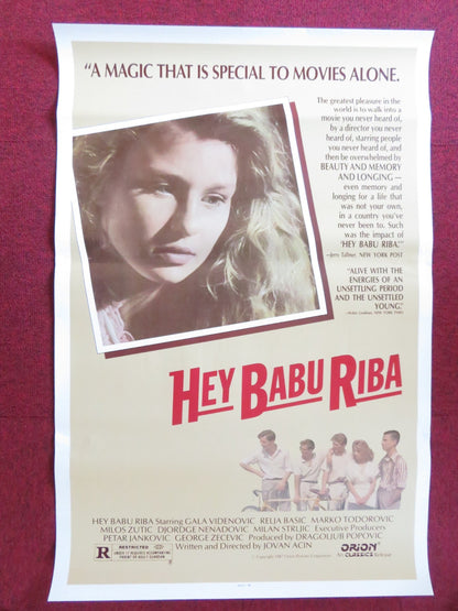 HEY BABU RIBA US ONE SHEET ROLLED POSTER GALA VIDENOVIC RELJA BASIC 1985 Rendezvous Cinema Movie posters