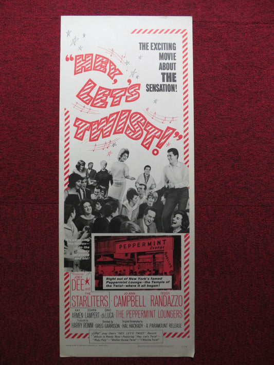 HEY, LET'S TWIST US INSERT (14"x 36") POSTER JOEY DEE THE STARLITERS 1962 Rendezvous Cinema Movie posters