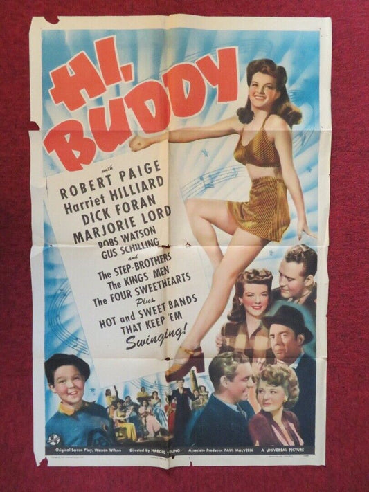 HI BUDDY FOLDED US ONE SHEET POSTER ROBERT PAIGE HARRIET HILLIARD 1942 Movie posters