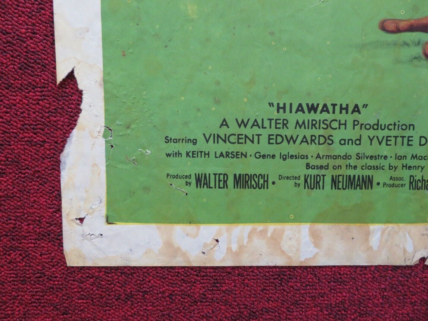 HIAWATHA FOLDED US ONE SHEET POSTER VINCE EDWARDS YVETTE DUGUAY 1952 Movie posters