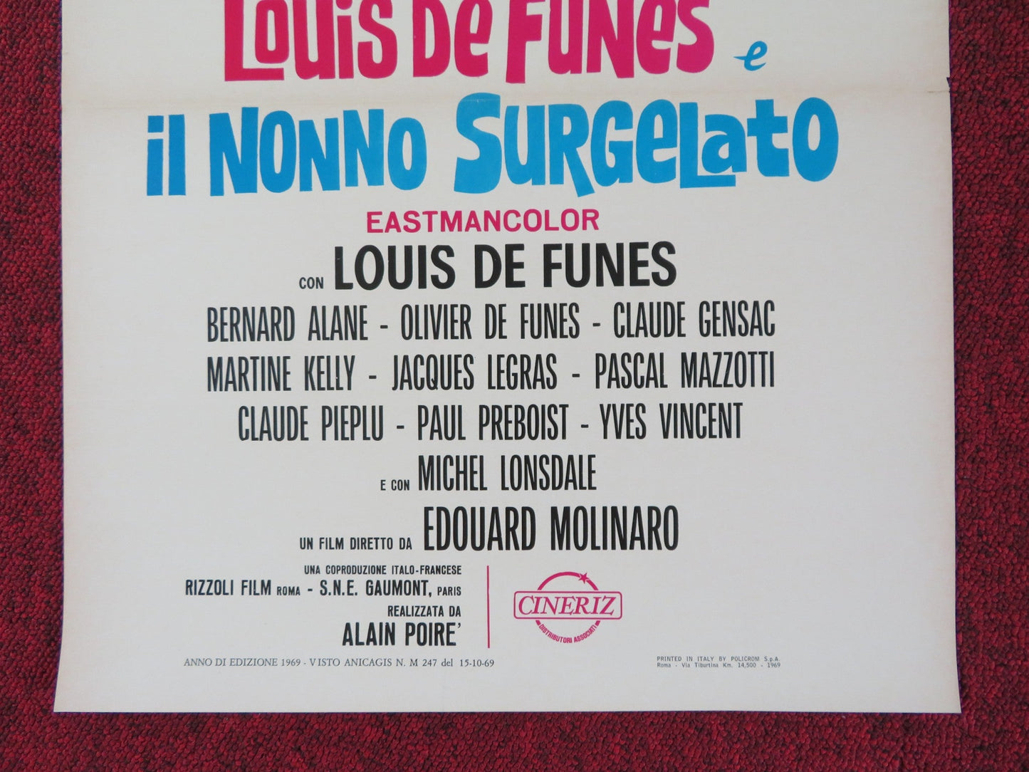 HIBERNATUS ITALIAN LOCANDINA POSTER LOUIS DE FUNES BERNARD ALANE 1969 Rendezvous Cinema Movie posters
