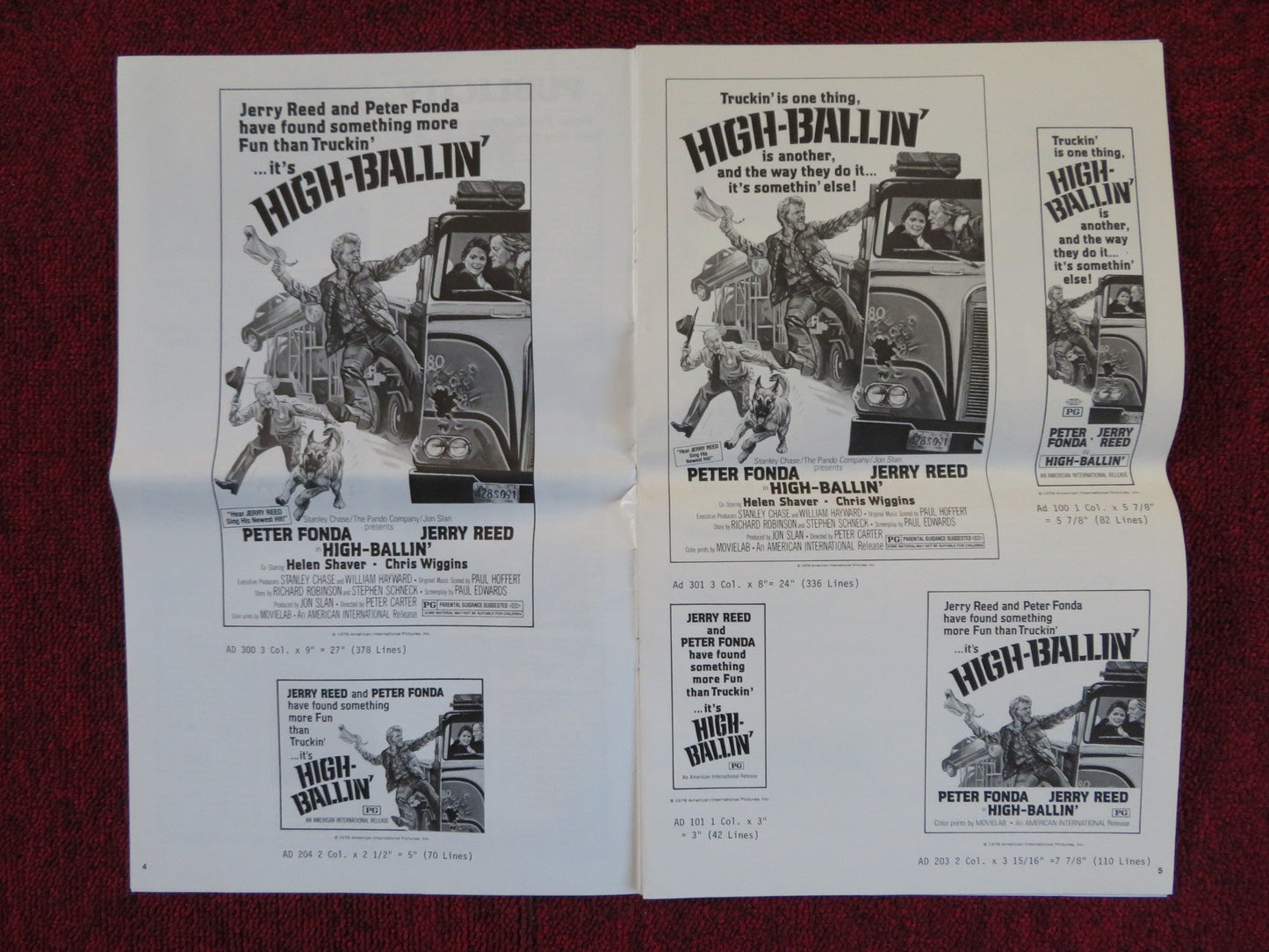 HIGH - BALLIN' FOLDED PRESSBOOK UNCUT AMERICAN INTERNATIONAL PETER FONDA 1978 Rendezvous Cinema Movie posters