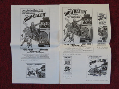 HIGH - BALLIN' FOLDED PRESSBOOK UNCUT AMERICAN INTERNATIONAL PETER FONDA 1978 Rendezvous Cinema Movie posters