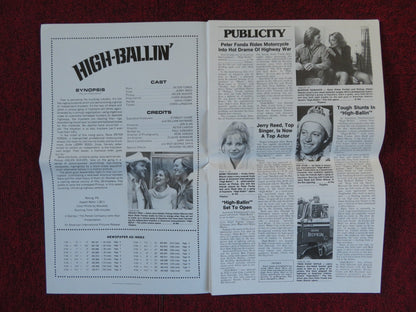 HIGH - BALLIN' FOLDED PRESSBOOK UNCUT AMERICAN INTERNATIONAL PETER FONDA 1978 Rendezvous Cinema Movie posters