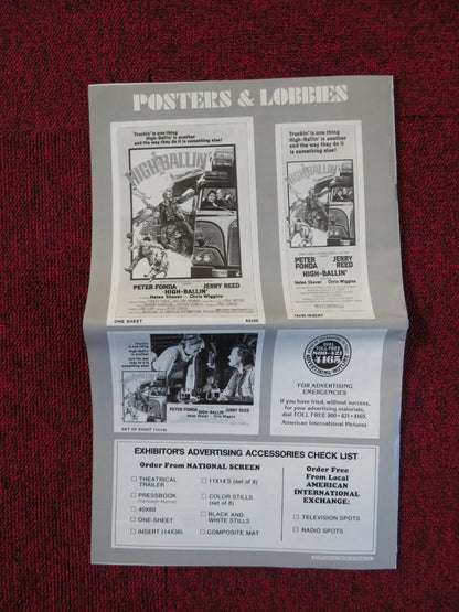 HIGH - BALLIN' FOLDED PRESSBOOK UNCUT AMERICAN INTERNATIONAL PETER FONDA 1978 Rendezvous Cinema Movie posters