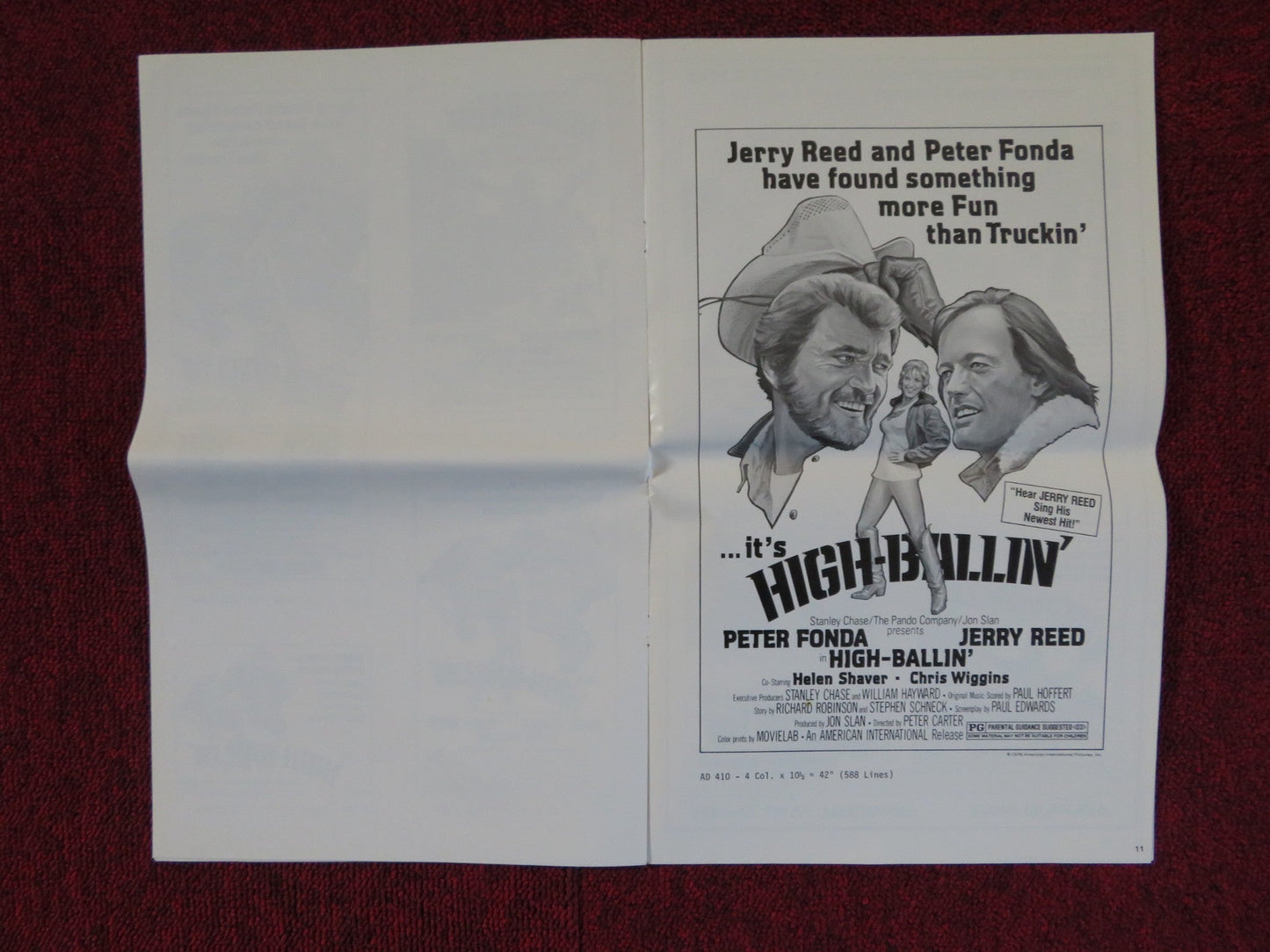 HIGH - BALLIN' FOLDED PRESSBOOK UNCUT AMERICAN INTERNATIONAL PETER FONDA 1978 Rendezvous Cinema Movie posters