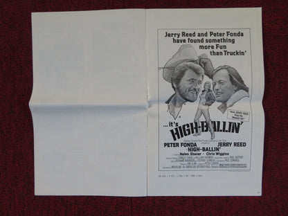 HIGH - BALLIN' FOLDED PRESSBOOK UNCUT AMERICAN INTERNATIONAL PETER FONDA 1978 Rendezvous Cinema Movie posters